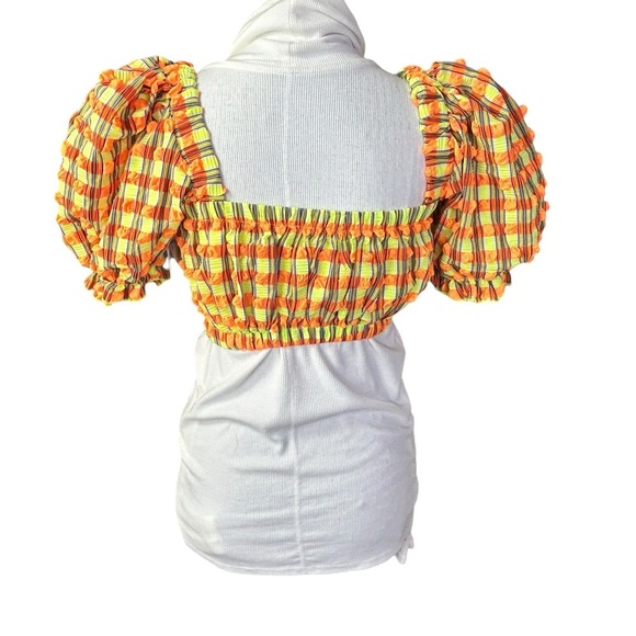 New Montce Marcela Bikini Top Neon Plaid Small - Picture 4 of 6